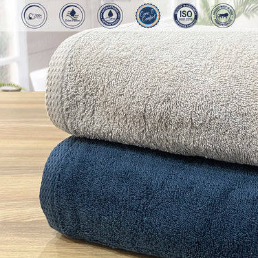 Revive- Pack of 2 450GSM Pure Cotton, Super Soft Bath Towels (75cm x 150cm) (Pistachio&Blue)