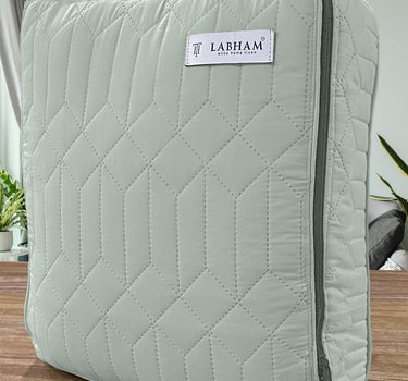 LABHAM® Azure King Size Bedcover Set - 300GSM Quilted, (90"x108") Super Soft, Durable, Easy Care, Bedspread with 2 Pillow Covers & Storage Bag (Pista)