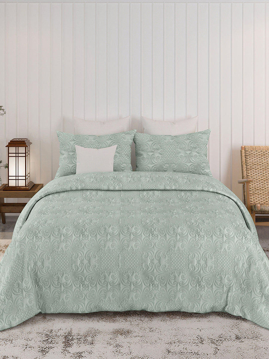 Sensation - Quilted King Bedcover Set with 2 Pillow Covers(Pistachio) — view 2