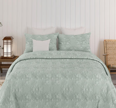Sensation - Quilted King Bedcover Set with 2 Pillow Covers(Pistachio)