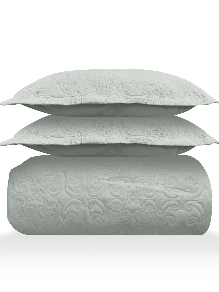 Sensation - Quilted King Bedcover Set with 2 Pillow Covers(Pistachio) — view 3