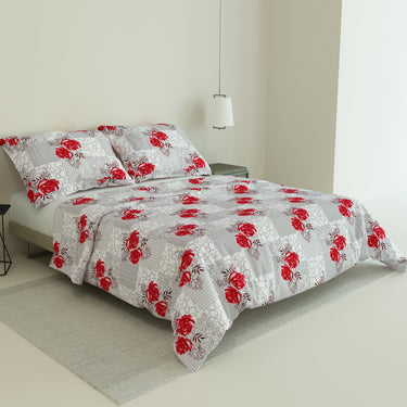 Rose Garden - 180TC 100% Cotton Bedsheet Set ( Double Bed)