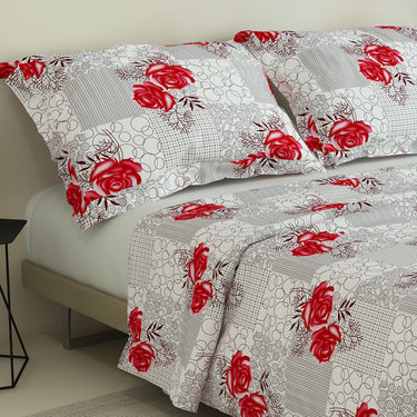 Rose Garden - 180TC 100% Cotton Bedsheet Set ( Double Bed)