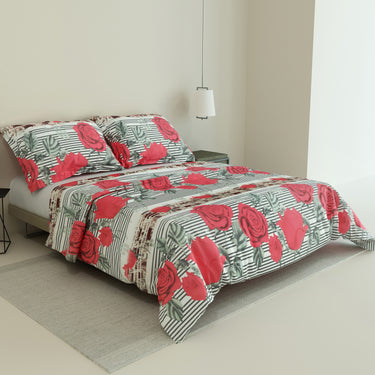 Rose Garden - 180TC 100% Cotton Bedsheet Set ( Double Bed)