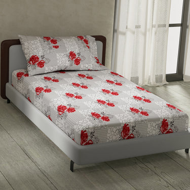 Rose Garden - 180TC 100% Cotton Bedsheet Set ( Single Bed)