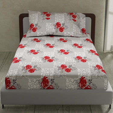 Rose Garden - 180TC 100% Cotton Bedsheet Set ( Single Bed)