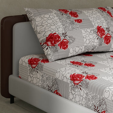 Rose Garden - 180TC 100% Cotton Bedsheet Set ( Single Bed)