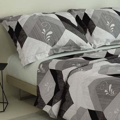 Retro |180TC 100% Cotton | Geometric Print| Super Soft |Double Bed King Size Bedsheet