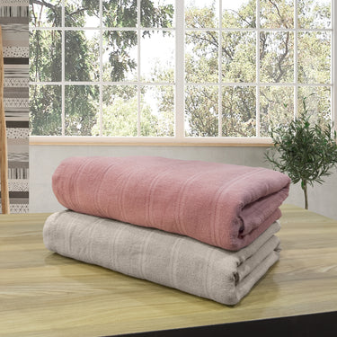 Quickdry - Pack of 2 Super Soft Bath Towels (Rose&Beige)