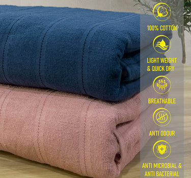 Quickdry - Pack of 2 Super Soft Bath Towels (Blue&Rose)