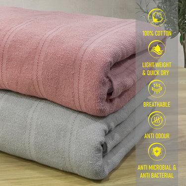 Quickdry - Pack of 2 Super Soft Bath Towels (Rose&Silver)