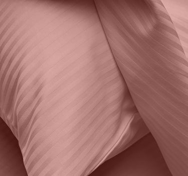 Simple Living - 210TC Satin Stripe Bedsheet Set(Rose Gold)