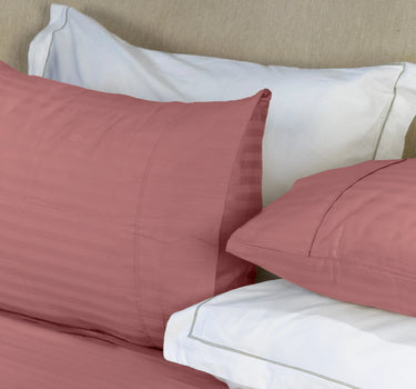 Simple Living - 210TC Satin Stripe Bedsheet Set(Rust)
