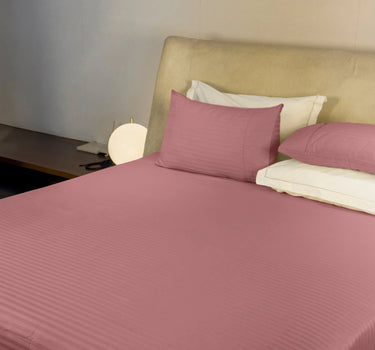 Simple Living - 210TC Satin Stripe Bedsheet Set(Rust)