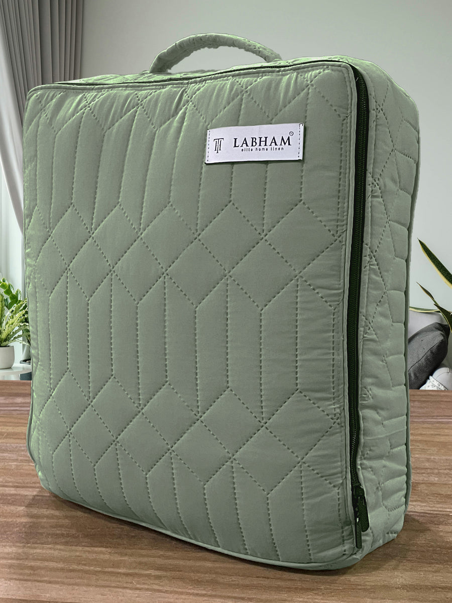 LABHAM® Azure Quilted King Bedcover Set – 300 GSM EverTouch™ Microfibre with LazerTech™ Quilting, 2 Pillow Covers & Storage Bag – Sage — view 5