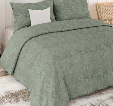Sensation Quilted Bedcover cum AC comforter Set with 2 Pillow Covers.(Sage Green)