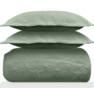 Sensation Quilted Bedcover cum AC comforter Set with 2 Pillow Covers.(Sage Green)
