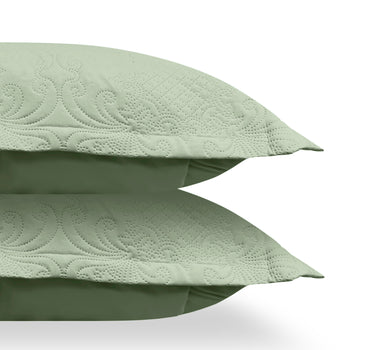 Sensation Quilted Bedcover cum AC comforter Set with 2 Pillow Covers.(Sage Green)