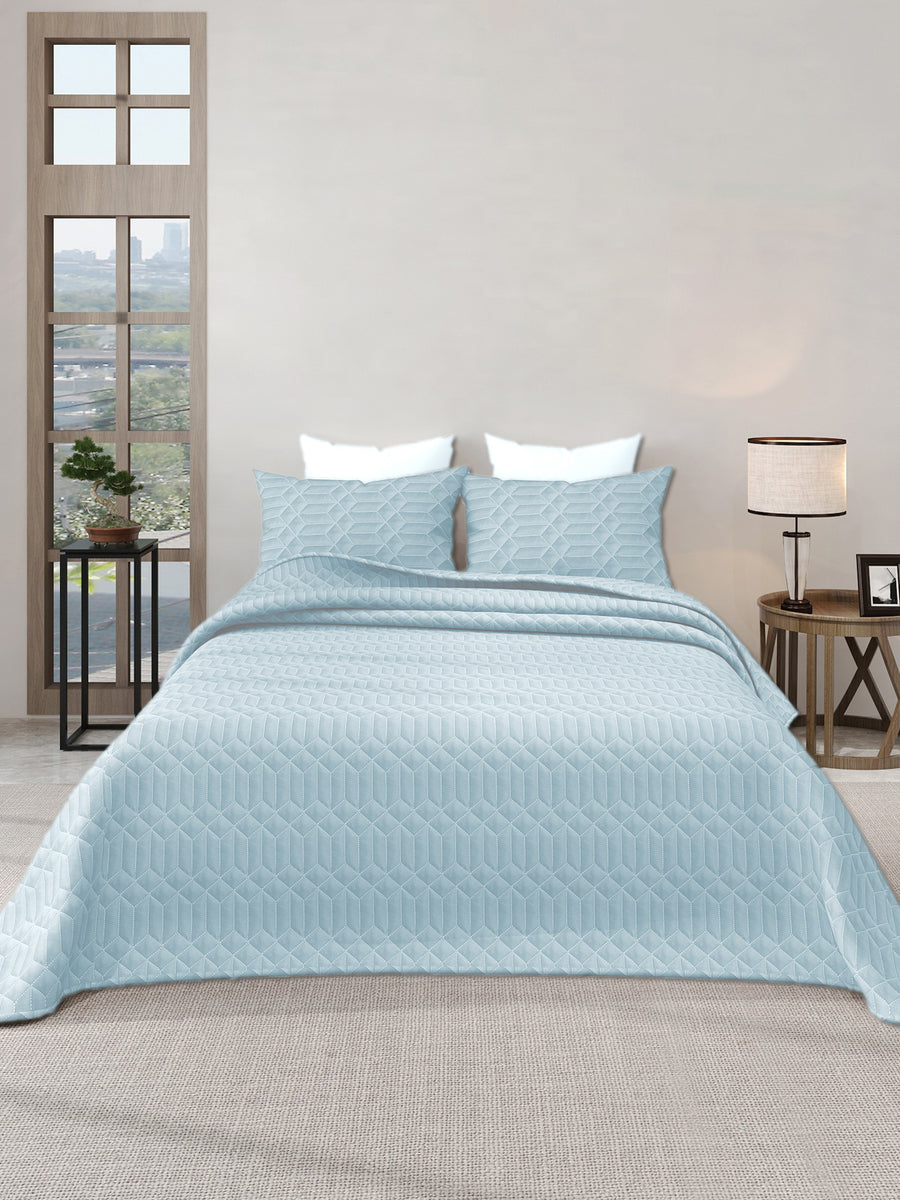 LABHAM® Azure Quilted King Bedcover Set – 300 GSM EverTouch™ Microfibre with LazerTech™ Quilting, 2 Pillow Covers & Storage Bag – Sky — view 2