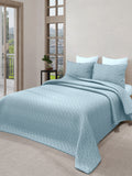 LABHAM® Azure Quilted King Bedcover Set – 300 GSM EverTouch™ Microfibre with LazerTech™ Quilting, 2 Pillow Covers & Storage Bag – Sky 1