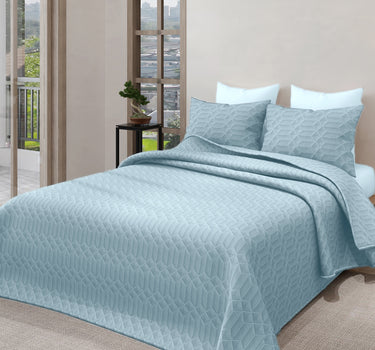 LABHAM® Azure King Size Bedcover Set - 300GSM Quilted, (90"x108") Super Soft, Durable, Easy Care, Bedspread with 2 Pillow Covers & Storage Bag (Sky)