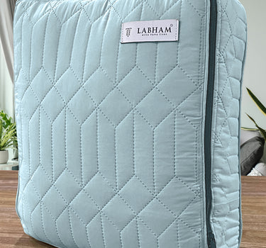 LABHAM® Azure King Size Bedcover Set - 300GSM Quilted, (90"x108") Super Soft, Durable, Easy Care, Bedspread with 2 Pillow Covers & Storage Bag (Sky)