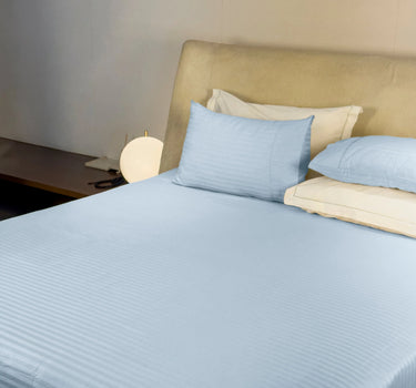Simple Living - 210TC Satin Stripe Bedsheet Set(Sky Blue)