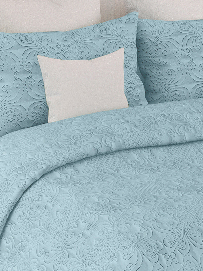 Sensation - Quilted King Bedcover Set with 2 Pillow Covers(Sky) image 5