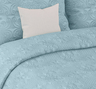 Sensation Quilted Bedcover cum AC comforter Set with 2 Pillow Covers.(Sky)