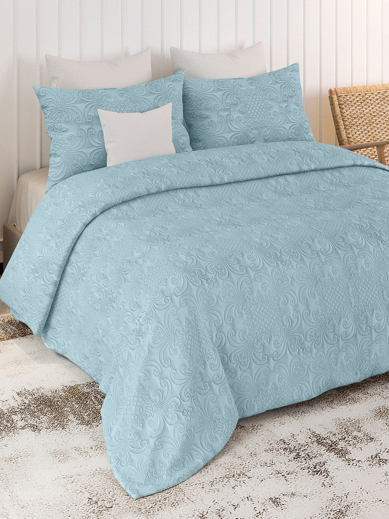 Sensation - Quilted King Bedcover Set with 2 Pillow Covers(Sky) image 1