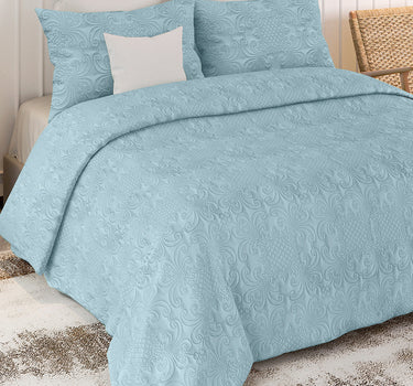 Sensation Quilted Bedcover cum AC comforter Set with 2 Pillow Covers.(Sky)