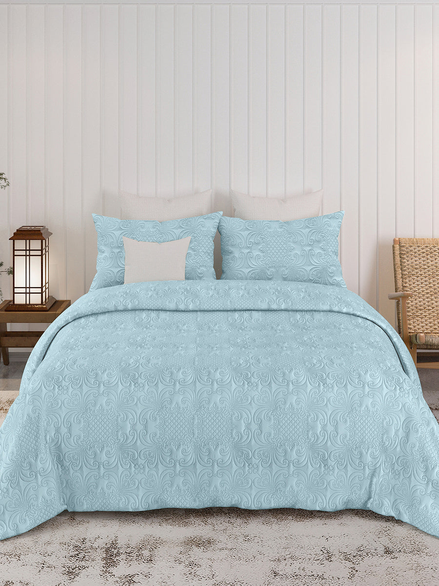 Sensation - Quilted King Bedcover Set with 2 Pillow Covers(Sky) — view 2