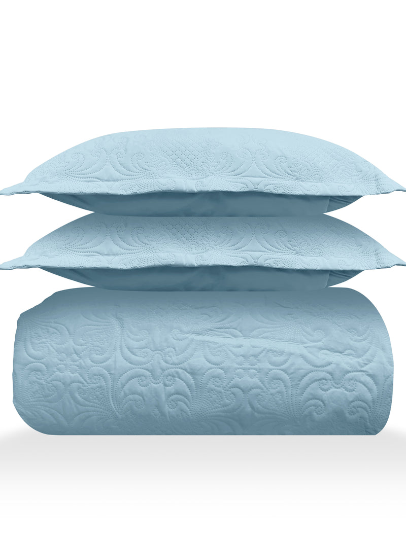 Sensation - Quilted King Bedcover Set with 2 Pillow Covers(Sky) image 3