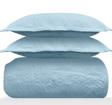 Sensation Quilted Bedcover cum AC comforter Set with 2 Pillow Covers.(Sky)