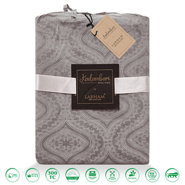 Kadambari 300TC Pure Cotton BedSheet Set(Steeple Grey)