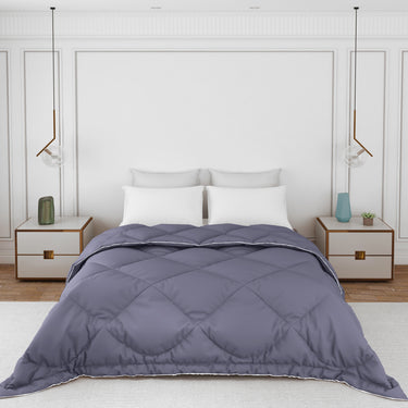 Casper Comforter 300 GSM - Pure Virgin Microfiber, Insulating & Thermal Comfort, Ideal for Winter, with Carry Bag & Contrast Piping (Storm Grey)