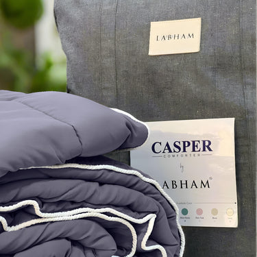 Casper Comforter 300 GSM - Pure Virgin Microfiber, Insulating & Thermal Comfort, Ideal for Winter, with Carry Bag & Contrast Piping (Storm Grey)