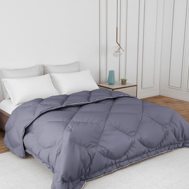 Casper Comforter 300 GSM - Pure Virgin Microfiber, Insulating & Thermal Comfort, Ideal for Winter, with Carry Bag & Contrast Piping (Storm Grey)