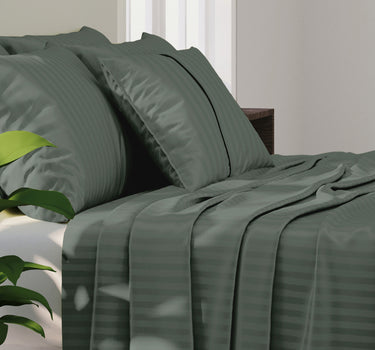 Simple Living - 210TC Satin Stripe Bedsheet Set(Tea Green)