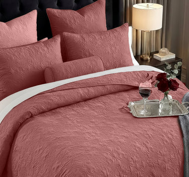Sensation - Quilted King Bedcover Set with 2 Pillow Covers(Terra Cotta)