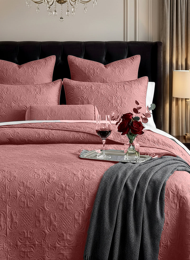 Sensation - Quilted King Bedcover Set with 2 Pillow Covers(Terra Cotta) image 2