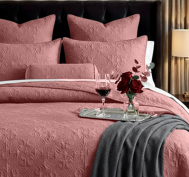 Sensation - Quilted King Bedcover Set with 2 Pillow Covers(Terra Cotta)