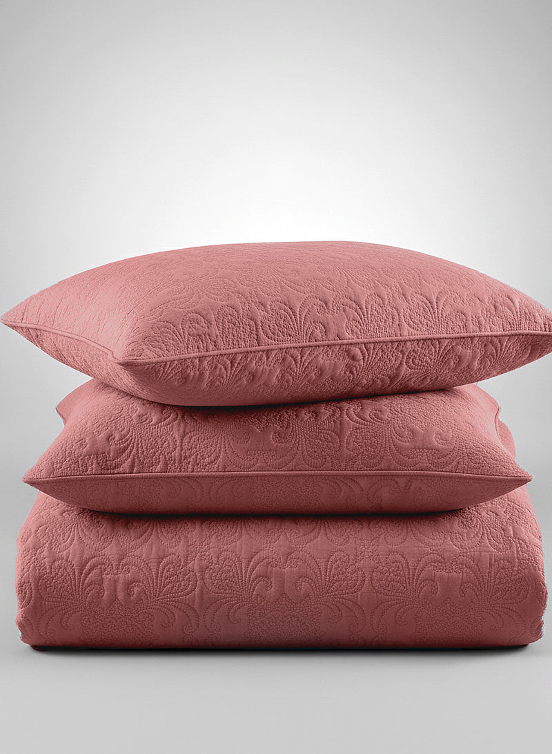 Sensation - Quilted King Bedcover Set with 2 Pillow Covers(Terra Cotta) image 3