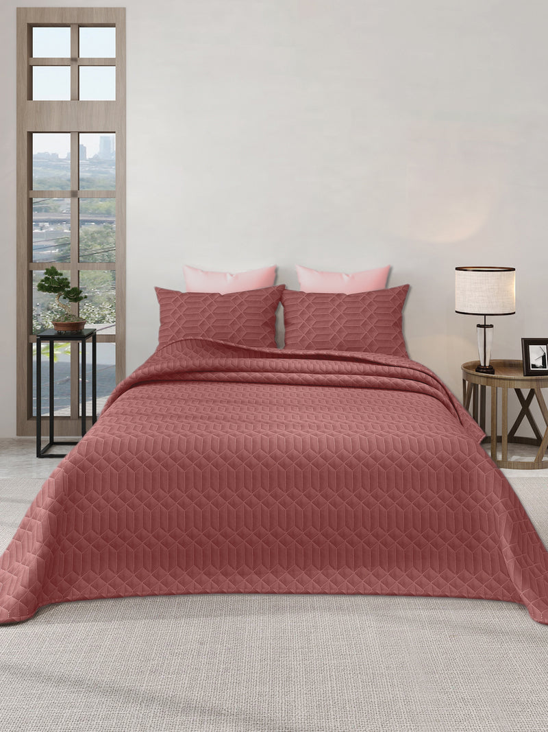 LABHAM® Azure Quilted King Bedcover Set – 300 GSM EverTouch™ Microfibre with LazerTech™ Quilting, 2 Pillow Covers & Storage Bag – Terracotta