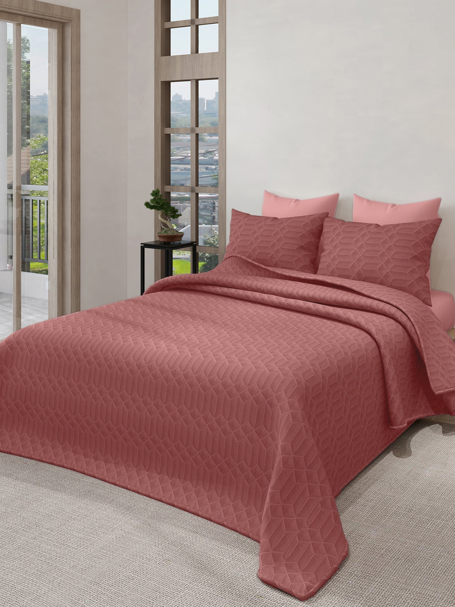 LABHAM® Azure Quilted King Bedcover Set – 300 GSM EverTouch™ Microfibre with LazerTech™ Quilting, 2 Pillow Covers & Storage Bag – Terracotta — view 1