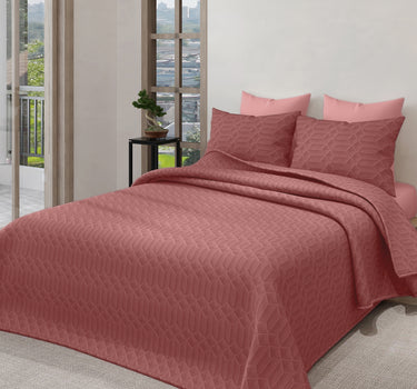 LABHAM® Azure King Size Bedcover Set - 300GSM Quilted, (90"x108") Super Soft, Durable, Easy Care, Bedspread with 2 Pillow Covers & Storage Bag (Terracotta)