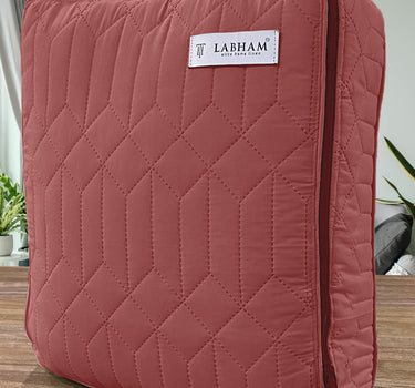 LABHAM® Azure King Size Bedcover Set - 300GSM Quilted, (90"x108") Super Soft, Durable, Easy Care, Bedspread with 2 Pillow Covers & Storage Bag (Terracotta)
