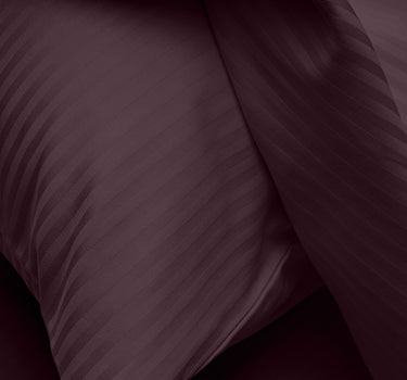 Simple Living - 210TC Satin Stripe Bedsheet Set(Dark Violet)