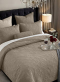 Sensation - Quilted King Bedcover Set with 2 Pillow Covers(Walnut) thumbnail 1