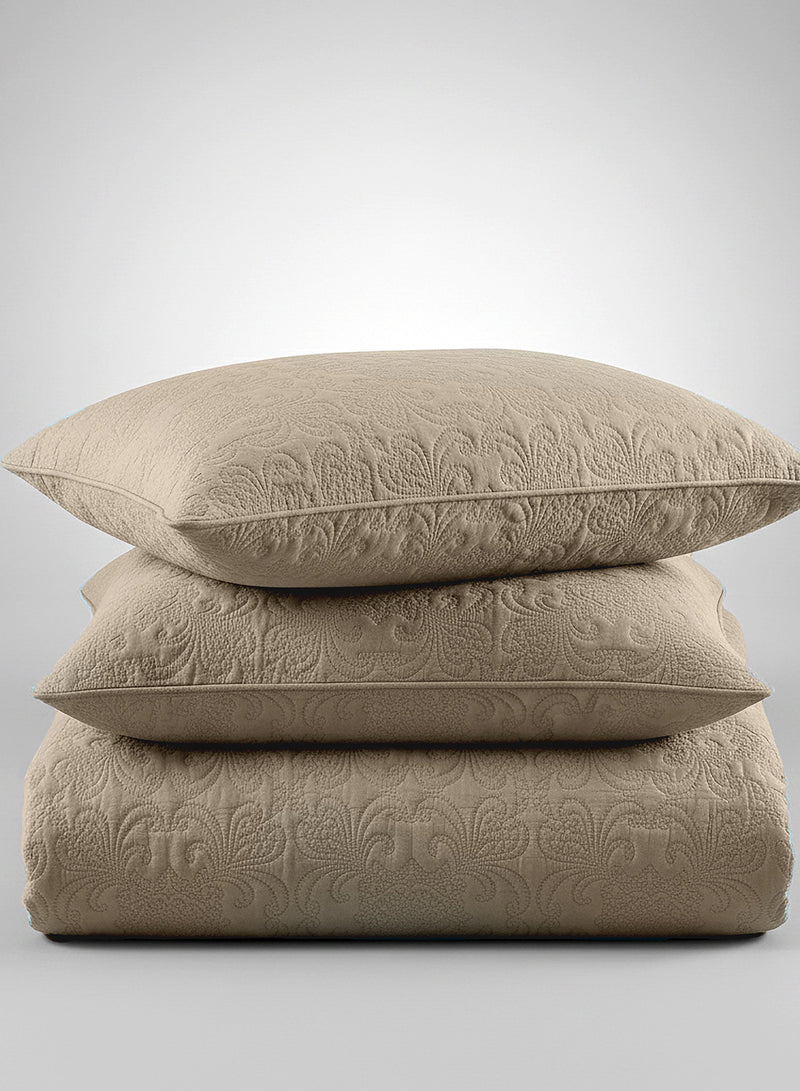 Sensation - Quilted King Bedcover Set with 2 Pillow Covers(Walnut) image 3